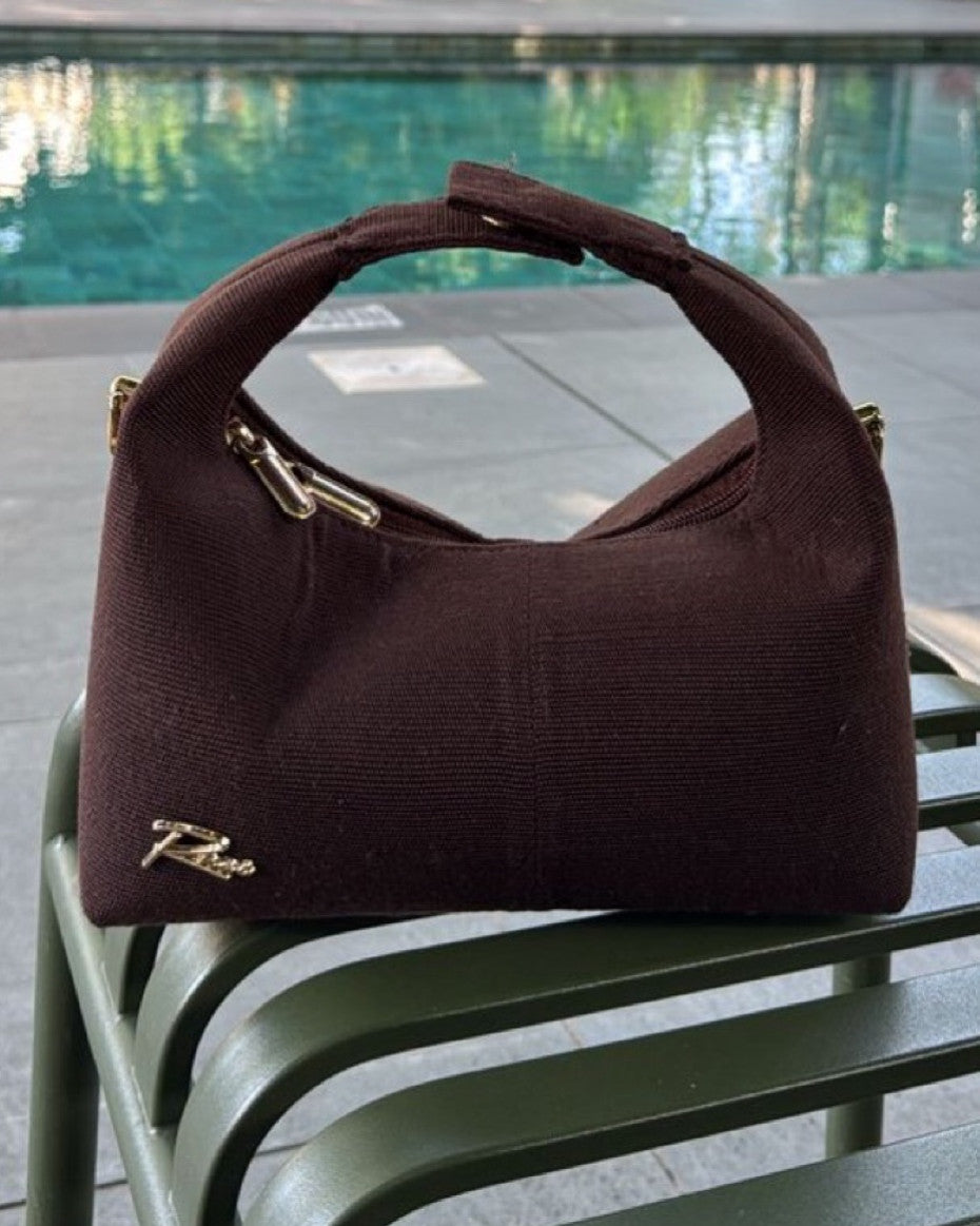 BROWN HANDMADE WARM-TEXTURED COAT HANDBAG