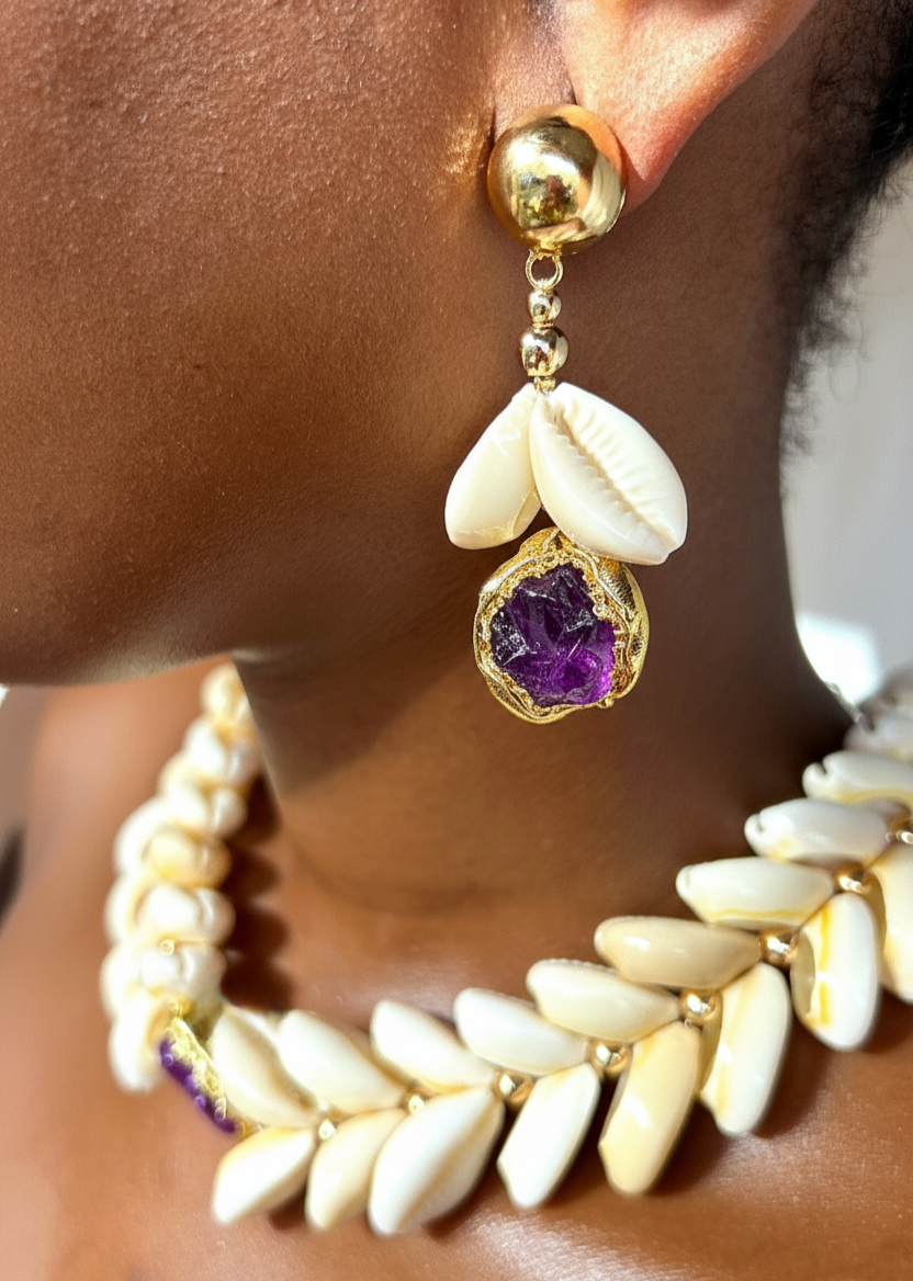 COWRIES GEM PENDANT NECKLACE SET