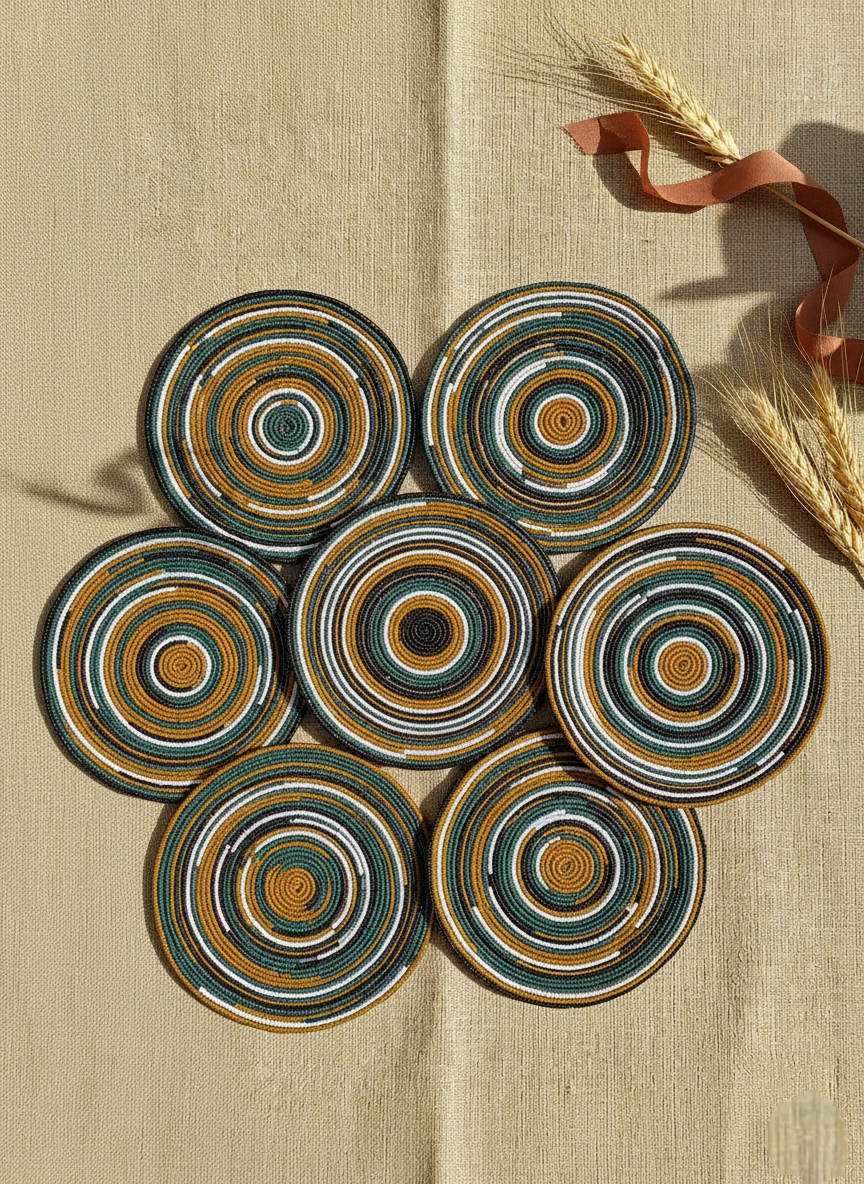 BEADED COLOURED HANDMADE PLACEMAT (SET OF 4 AND 8)