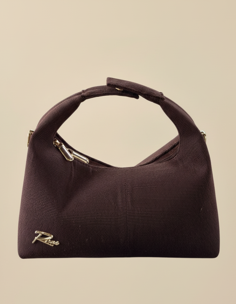 BROWN HANDMADE WARM-TEXTURED COAT HANDBAG