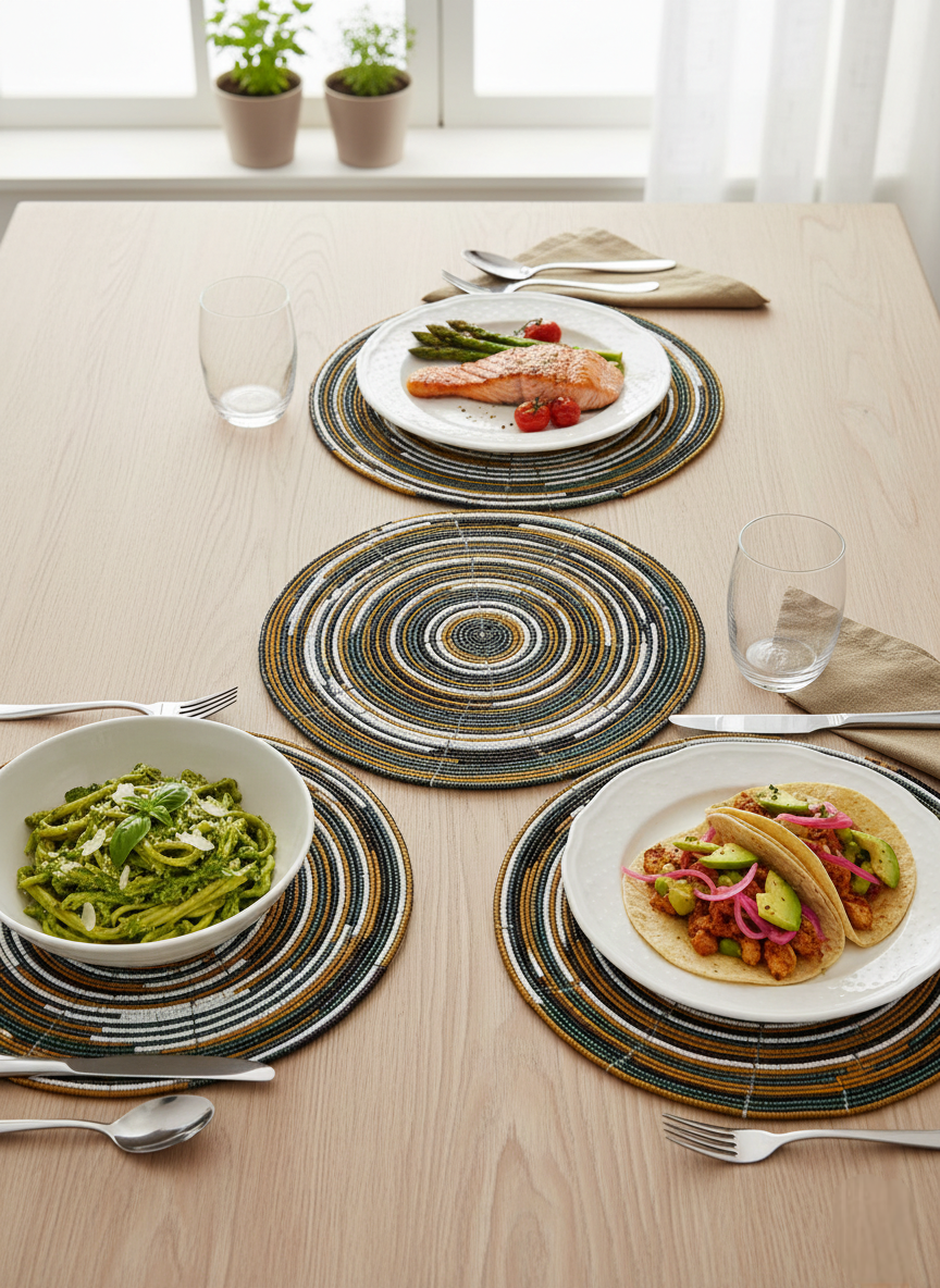 BEADED COLOURED HANDMADE PLACEMAT (SET OF 4 AND 8)