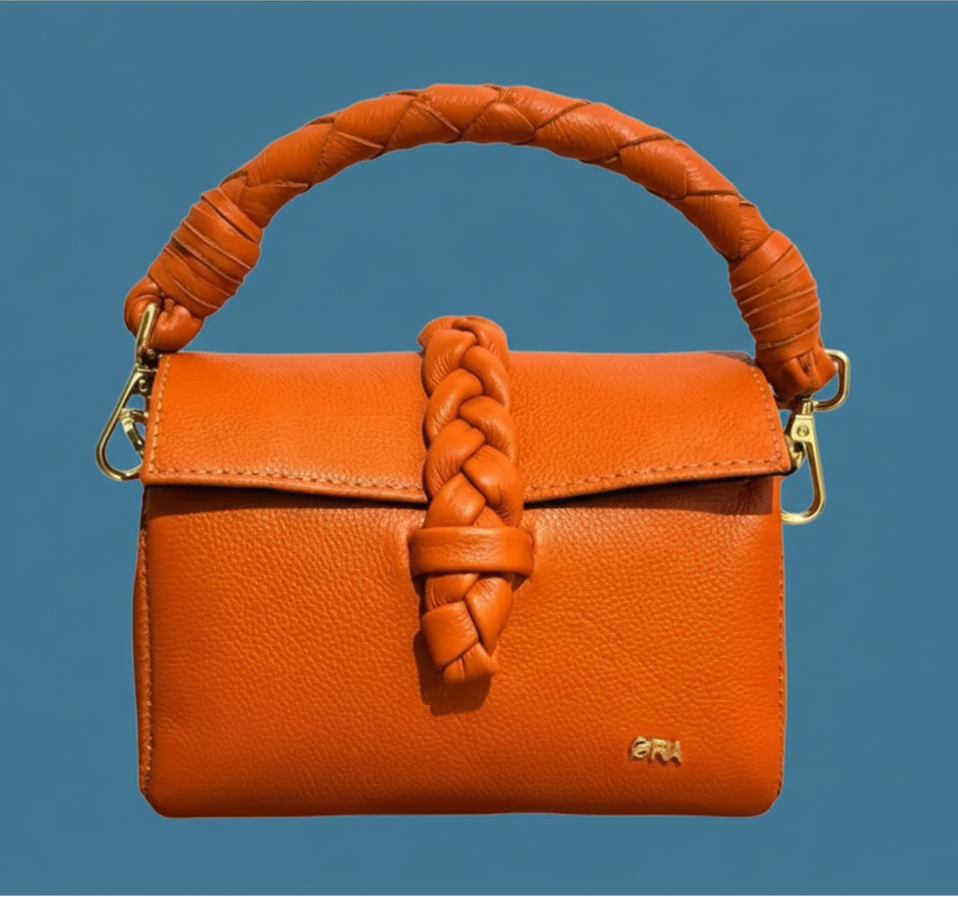 ORANGE HANDMADE MINI LEATHER HANDBAG