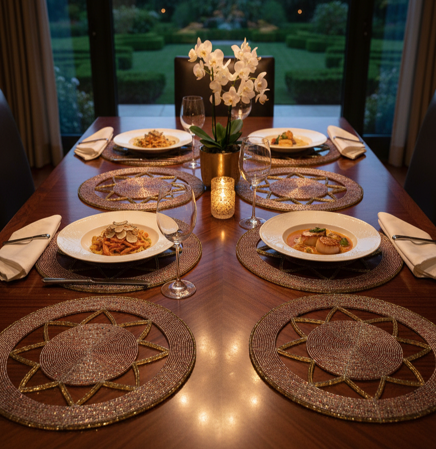 PATTERN HANDMADE BEADED PLACEMAT (SET OF 4 AND 8)