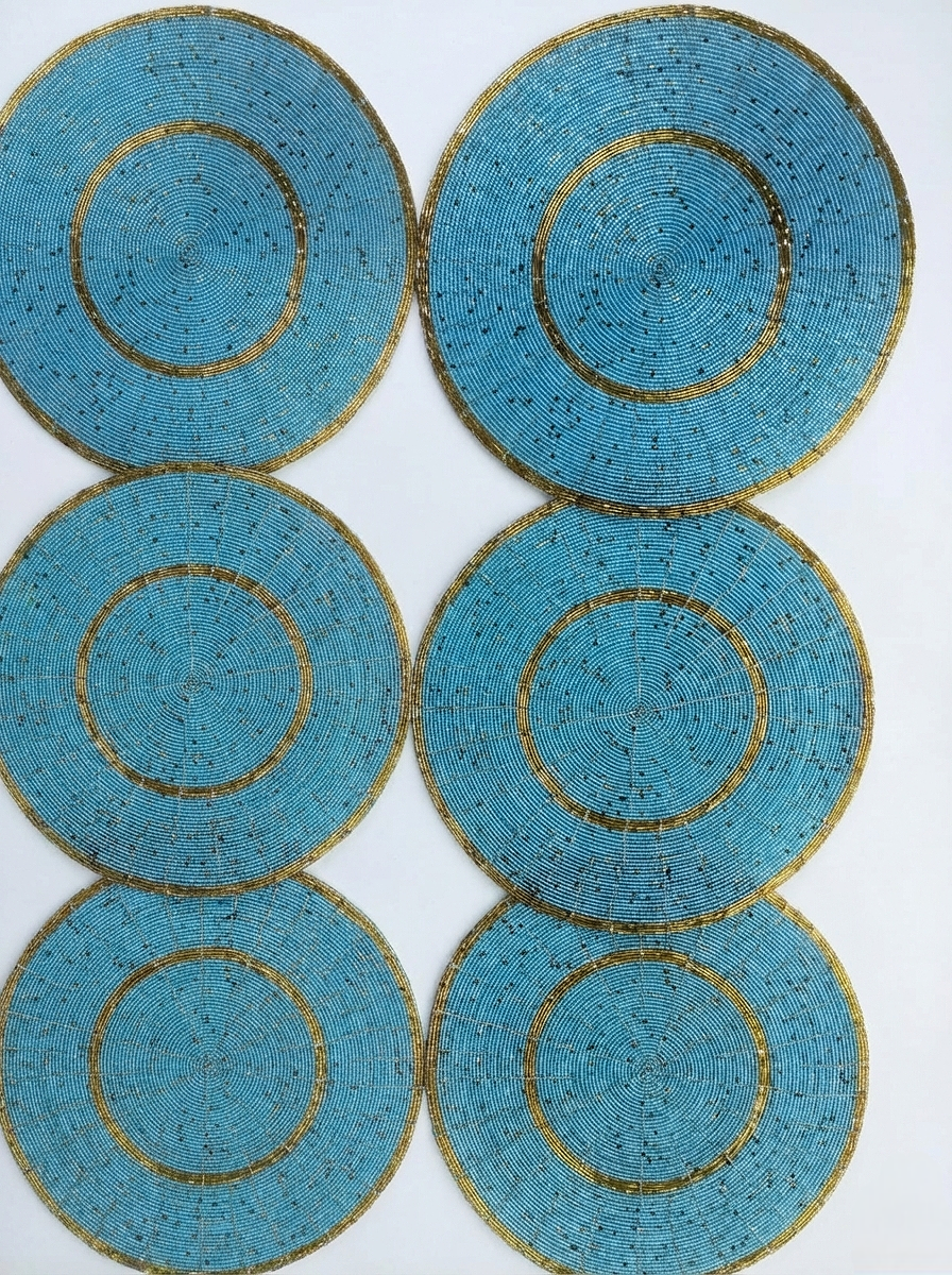 BLUE HANDMADE BEADED PLACEMAT (SET OF 4 AND 8)