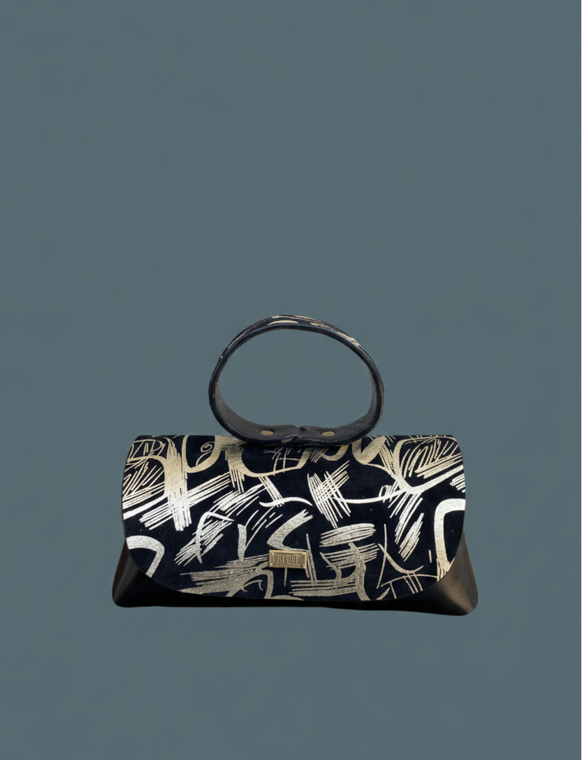 GOLD AND BLACK METALLIC COMBINATION BAG