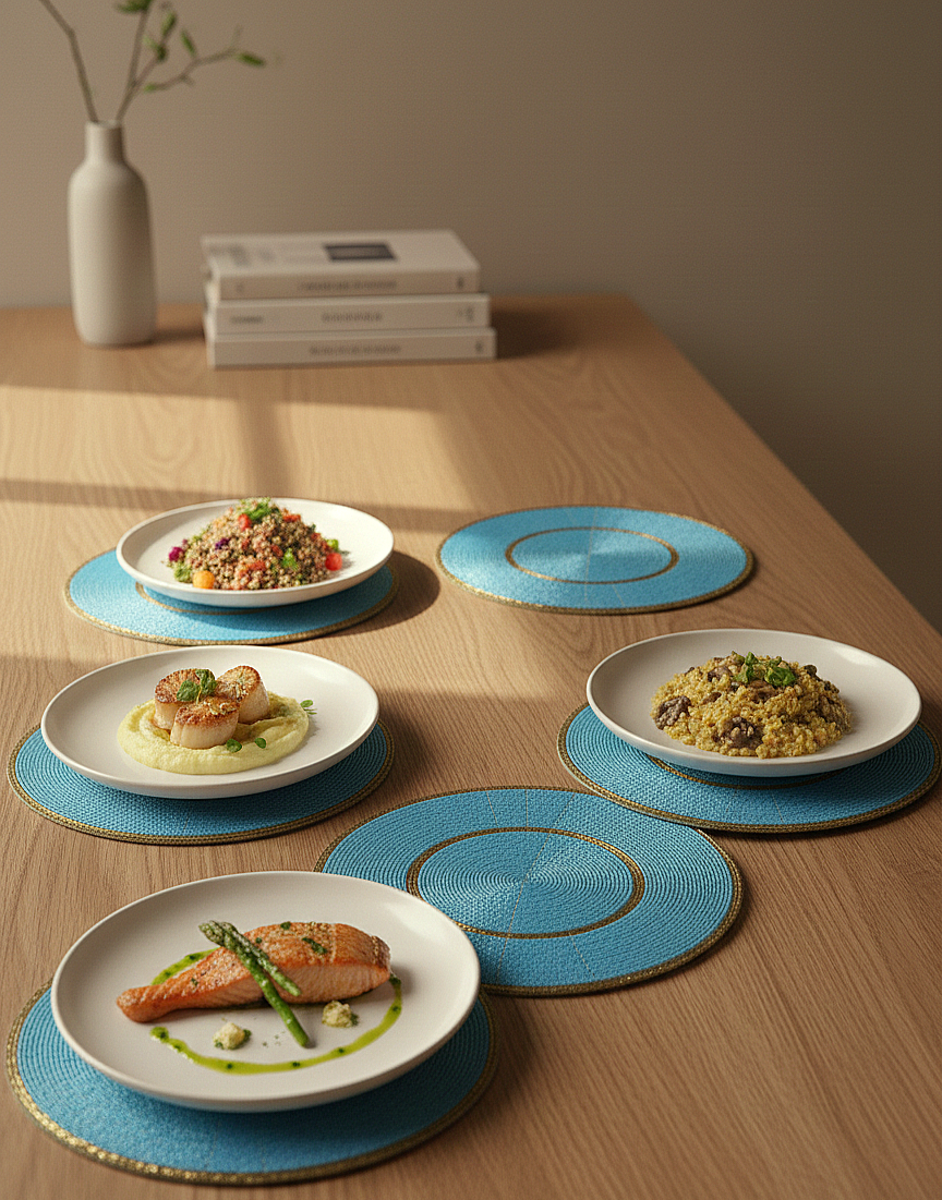 BLUE HANDMADE BEADED PLACEMAT (SET OF 4 AND 8)