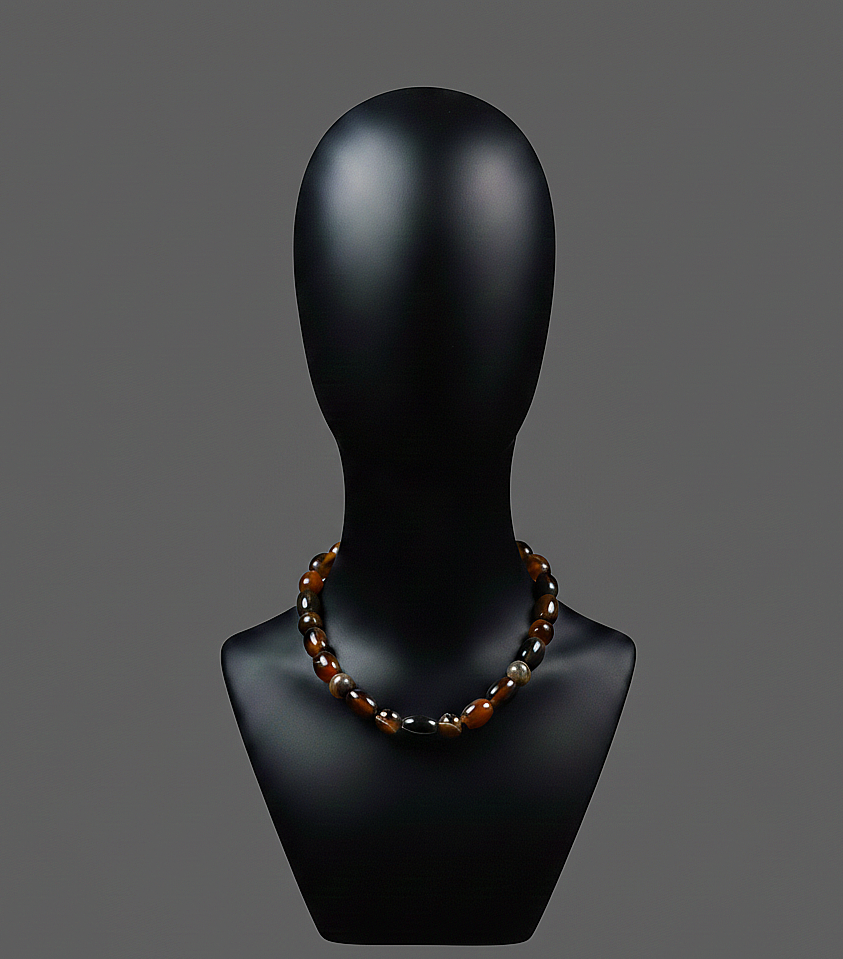 BROWN MARBLE BEADED NECKLACE