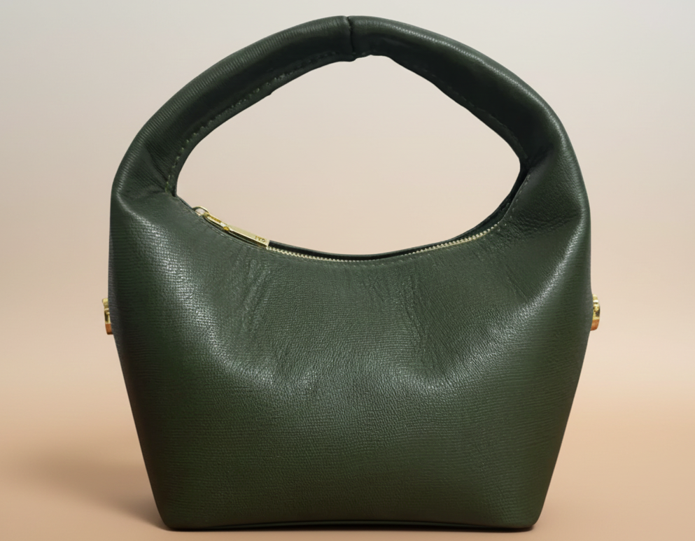 GREEN HANDMADE LEATHER STATEMENT PURSE