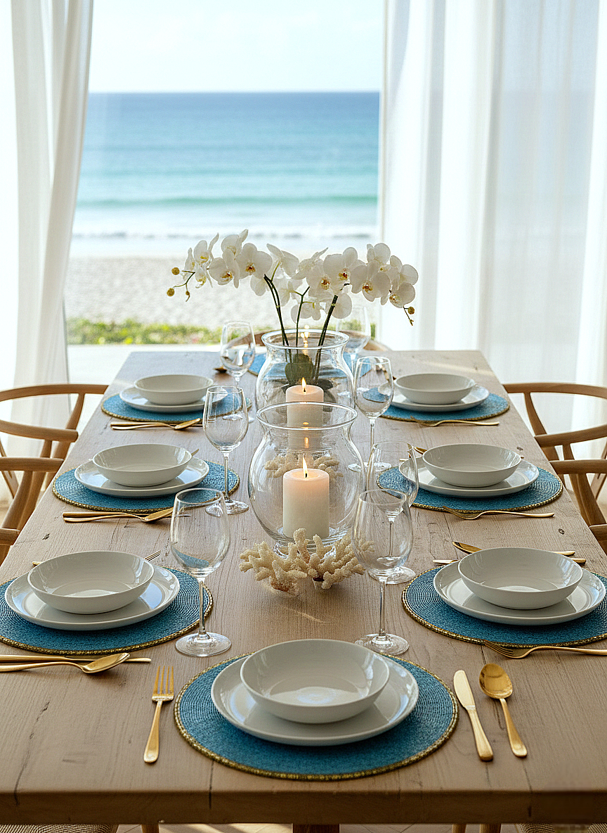 BLUE HANDMADE BEADED PLACEMAT (SET OF 4 AND 8)