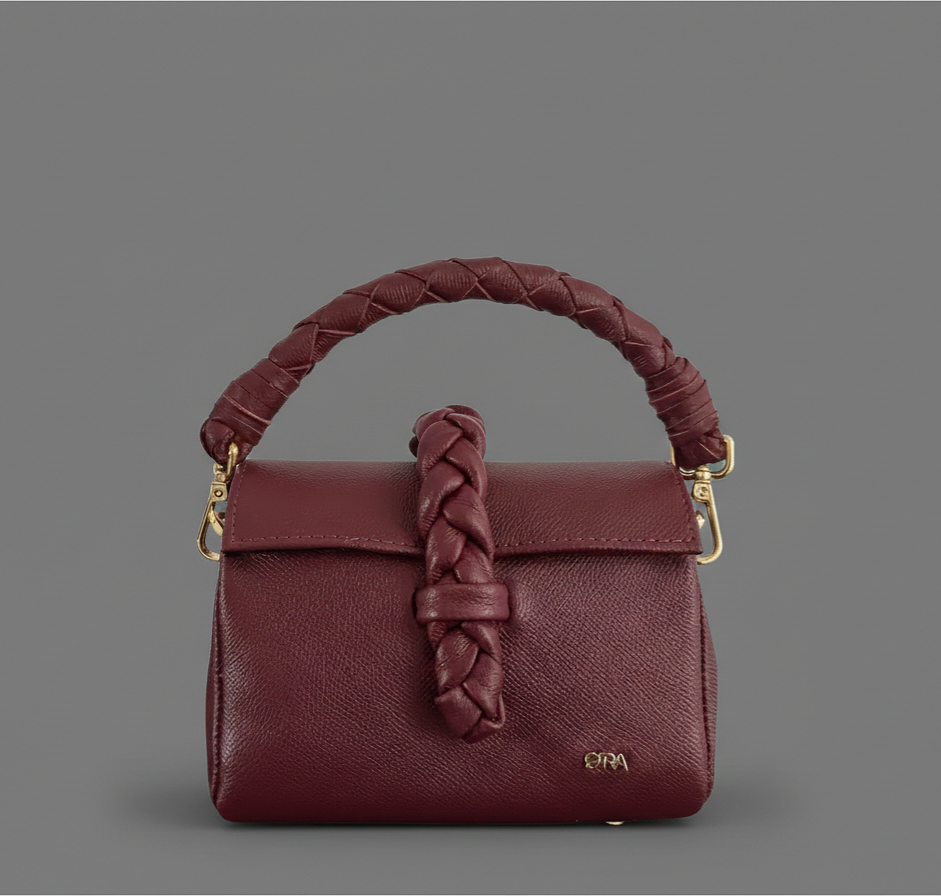 BURGUNDY HANDMADE MINI LEATHER HANDBAG