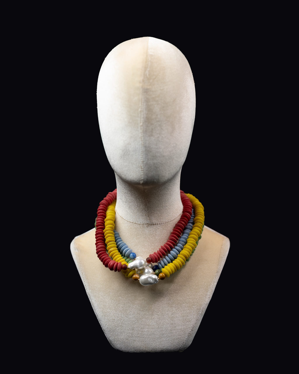 PEARL PENDANT HANDMADE BEADED NECKLACE (YELLOW)