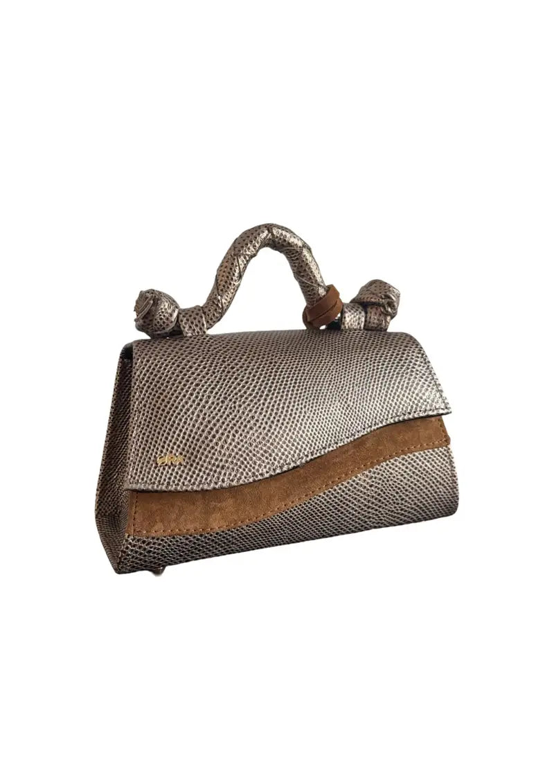 SILVER AND GOLD HANDMADE LEATHER BAG