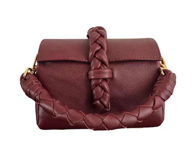 BURGUNDY HANDMADE MINI LEATHER HANDBAG