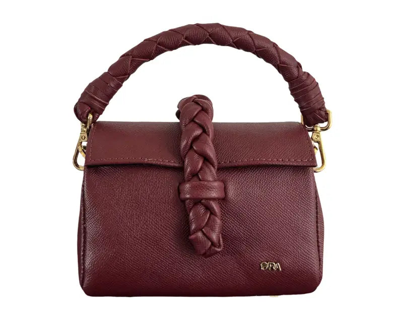 BURGUNDY HANDMADE MINI LEATHER HANDBAG