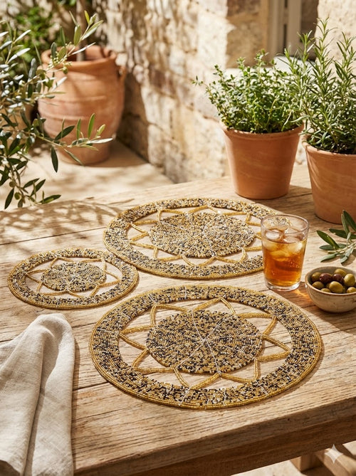 ASSORTED COLOURED BEADED PLACEMAT