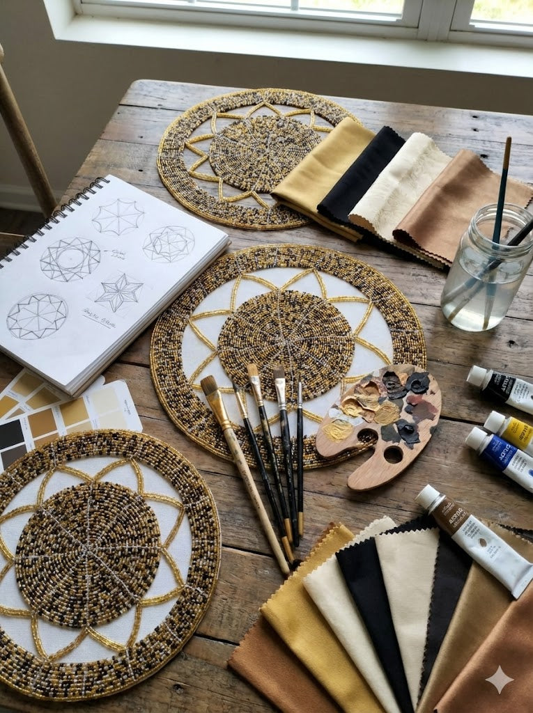 ASSORTED COLOURED BEADED PLACEMAT